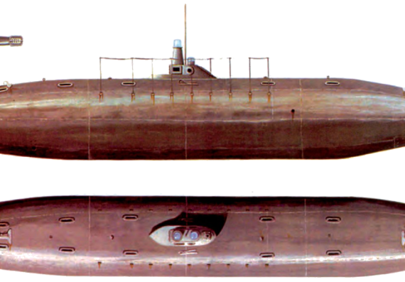 SNS Peral [Submarine] - drawings, dimensions, figures